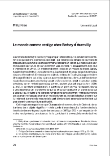 Le monde comme vestige chez Barbey d ’Aurevilly