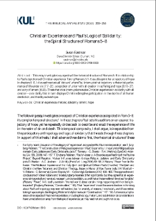 Christian Experience and Paul&rsquo;s Logic of Solidarity: the Spiral Structure of Romans 5&ndash;8
