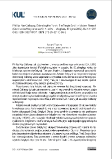 Recenzja : Phillip Ray Callaway, Extending the Torah. The Temple Scroll in Modern Research (Qumranica Mogilanensia 19; Krak&oacute;w &ndash; Mogilany: Enigma 2022). Ss. XX+297. ISSN 0867-8707. ISBN 978-83-86110-85-8