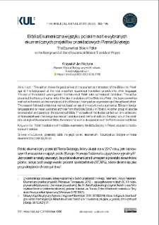 Biblia Ekumeniczna w języku polskim na tle wybranych ekumenicznych projekt&oacute;w przekładowych Pisma Świętego