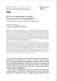 Akty homoseksualne w oceniepisarzy wczesnochrześcijańskich