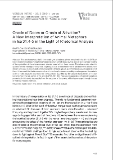 Oracle of Doom or Oracle of Salvation? A New Interpretation of Animal Metaphors in Isa 31:4-5 in the Light of Rhetorical Analysis