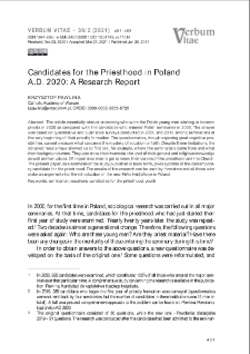 Candidates for the Priesthood in Poland A.D. 2020: A Research Report