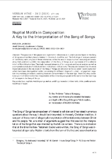 Nuptial Motifs in Composition :A Key to the Interpretation of the Song of Songs