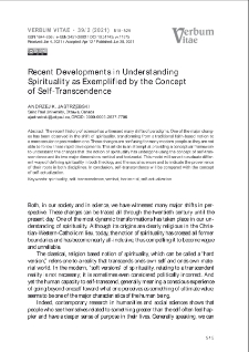 Recent Developments in Understanding Spirituality as Exemplified by the Conceptof Self-Transcendence