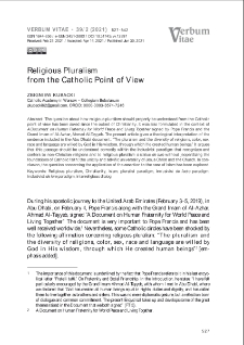 Religious Pluralism from the Catholic Point of View