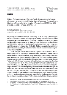 Recenzja : Kalina Wojciechowska &ndash; Mariusz Rosik, Oczekując miłosierdzia. Komentarz strukturalny do Listu św. Judy (Warszawa: Wydawnictwo Naukowe Chrześcijańskiej Akademii Teologicznej 2020). Ss. 458. ISBN 978-83-60273-53-1