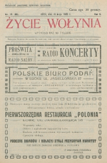 Życie Wołynia : czasopismo bezpartyjne, myśli i czynowi polskiemu na Wołyniu poświęcone. R. 2, nr 19=66 (10 maja 1925)