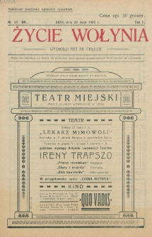 Życie Wołynia : czasopismo bezpartyjne, myśli i czynowi polskiemu na Wołyniu poświęcone. R. 2, nr 21=68 (24 maja 1925)