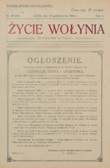 Życie Wołynia : czasopismo bezpartyjne, myśli i czynowi polskiemu na Wołyniu poświęcone. R. 2, nr 43=90 (25 października 1925)