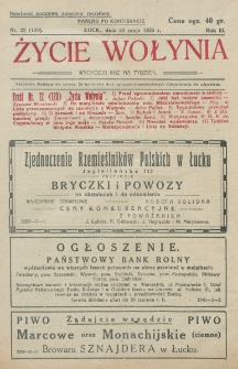 Życie Wołynia : czasopismo bezpartyjne, myśli i czynowi polskiemu na Wołyniu poświęcone. R. 3, nr 22=120 (30 maja 1926)