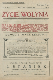 Życie Wołynia : czasopismo bezpartyjne, myśli i czynowi polskiemu na Wołyniu poświęcone. R. 3, nr 26=124 (27 czerwca 1926)