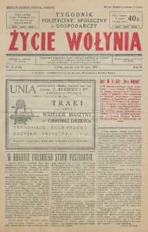 Życie Wołynia : czasopismo bezpartyjne, myśli i czynowi polskiemu na Wołyniu poświęcone. R. 3, nr 31=129 (31 lipca 1926)