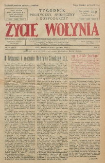 Życie Wołynia : czasopismo bezpartyjne, myśli i czynowi polskiemu na Wołyniu poświęcone. R. 3, nr 49=147 (5 grudnia 1926)