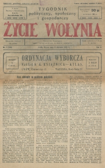 Życie Wołynia : czasopismo bezpartyjne, myśli i czynowi polskiemu na Wołyniu poświęcone. R. 5, nr 1=203 (6 stycznia 1928)
