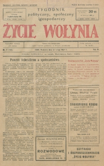 Życie Wołynia : czasopismo bezpartyjne, myśli i czynowi polskiemu na Wołyniu poświęcone. R. 4, nr 8=158 (27 lutego 1927)