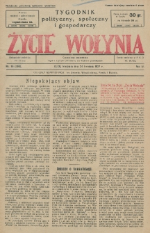 Życie Wołynia : czasopismo bezpartyjne, myśli i czynowi polskiemu na Wołyniu poświęcone. R. 4, nr 16=166 (24 kwietnia 1927)