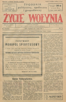 Życie Wołynia : czasopismo bezpartyjne, myśli i czynowi polskiemu na Wołyniu poświęcone. R. 4, nr 18=167 (8 maja 1927)