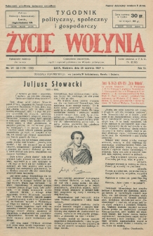 Życie Wołynia : czasopismo bezpartyjne, myśli i czynowi polskiemu na Wołyniu poświęcone. R. 4, nr 24/25=174/275 (26 czerwca 1927)