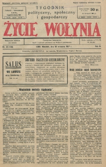 Życie Wołynia : czasopismo bezpartyjne, myśli i czynowi polskiemu na Wołyniu poświęcone. R. 4, nr 38=188 (25 września 1927)
