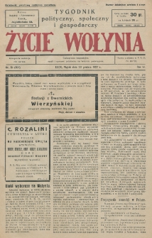 Życie Wołynia : czasopismo bezpartyjne, myśli i czynowi polskiemu na Wołyniu poświęcone. R. 4, nr 51=201 (23 grudnia 1927)