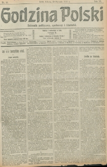 Godzina Polski : dziennik polityczny, społeczny i literacki. R. 3, nr 19 (19 stycznia 1918)