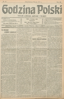 Godzina Polski : dziennik polityczny, społeczny i literacki. R. 3, nr 40 (9 lutego 1918)