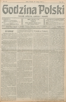 Godzina Polski : dziennik polityczny, społeczny i literacki. R. 3, nr 49 (19 lutego 1918)