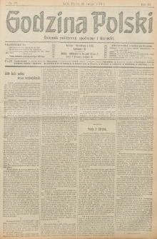 Godzina Polski : dziennik polityczny, społeczny i literacki. R. 3, nr 52 (22 lutego 1918)