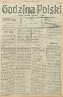 Godzina Polski : dziennik polityczny, społeczny i literacki. R. 3, nr 57 (27 lutego 1918)