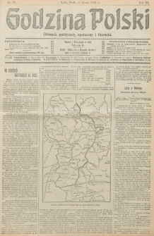 Godzina Polski : dziennik polityczny, społeczny i literacki. R. 3, nr 71 (13 marca 1918)
