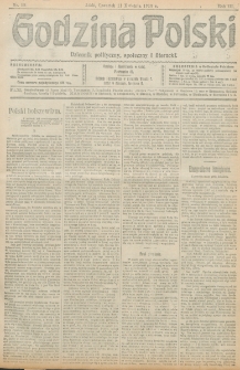 Godzina Polski : dziennik polityczny, społeczny i literacki. R. 3, nr 98 (11 kwietnia 1918)
