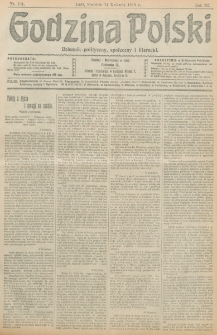 Godzina Polski : dziennik polityczny, społeczny i literacki. R. 3, nr 101 (14 kwietnia 1918)