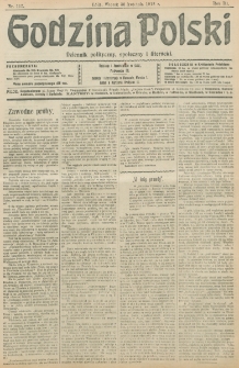 Godzina Polski : dziennik polityczny, społeczny i literacki. R. 3, nr 117 (30 kwietnia 1918)