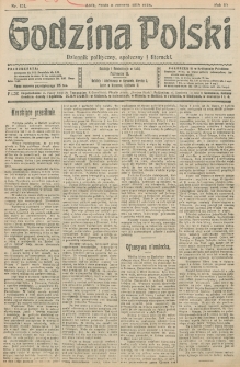Godzina Polski : dziennik polityczny, społeczny i literacki. R. 3, nr 151 (5 czerwca 1918)