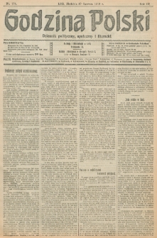 Godzina Polski : dziennik polityczny, społeczny i literacki. R. 3, nr 176 (30 czerwca 1918)