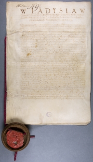 [Władysław IV, kr&oacute;l Polski, zatwierdza dekret Komisji Kr&oacute;lewskiej o rozdziale d&oacute;br Strzeszyn, należących do kapituły wileńskiej, leżących w powiecie rzeczyckim od d&oacute;br Lipnicze należących do dzieci po Janie Leńskim]