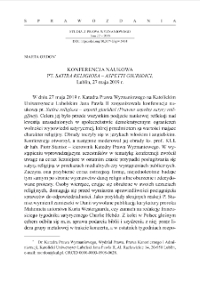 Konferencja Naukowa pt. „Satira religiosa – aspetti giuridici”, Lublin, 27 maja 2019 r.