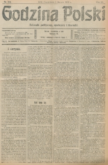 Godzina Polski : dziennik polityczny, społeczny i literacki. R. 3, nr 212 (5 sierpnia 1918)