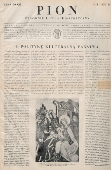 Pion : tygodnik literacko-społeczny. R. 3, nr 1=66 (5 stycznia 1935)