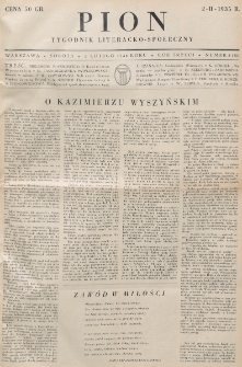 Pion : tygodnik literacko-społeczny. R. 3, nr 5=70 (2 lutego 1935)