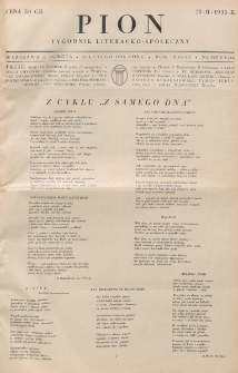 Pion : tygodnik literacko-społeczny. R. 3, nr 8=73 (23 listopada 1935)