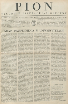 Pion : tygodnik literacko-społeczny. R. 3, nr 33=98 (17 sierpnia 1935)
