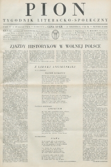 Pion : tygodnik literacko-społeczny. R. 3, nr 38=103 (21 września 1935)