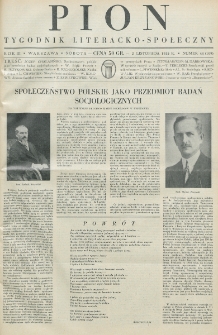 Pion : tygodnik literacko-społeczny. R. 3, nr 44=109 (2 listopada 1935)