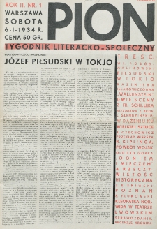 Pion : tygodnik literacko-społeczny. R. 2, nr 1 (6 stycznia 1934)