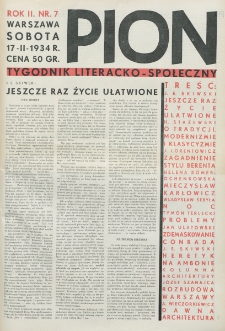 Pion : tygodnik literacko-społeczny. R. 2, nr 7 (17 lutego 1934)