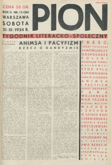 Pion : tygodnik literacko-społeczny. R. 2, nr 13=26 (31 marca 1934)