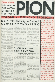 Pion : tygodnik literacko-społeczny. R. 2, nr 15=28 (14 kwietnia 1934)