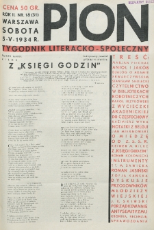 Pion : tygodnik literacko-społeczny. R. 2, nr 18=31 (5 maja 1934)